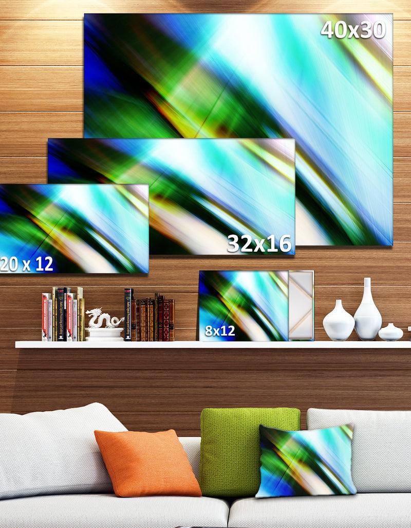 DesignQ Rays Of Speed Blue Green - Abstract Digital Art Canvas Print