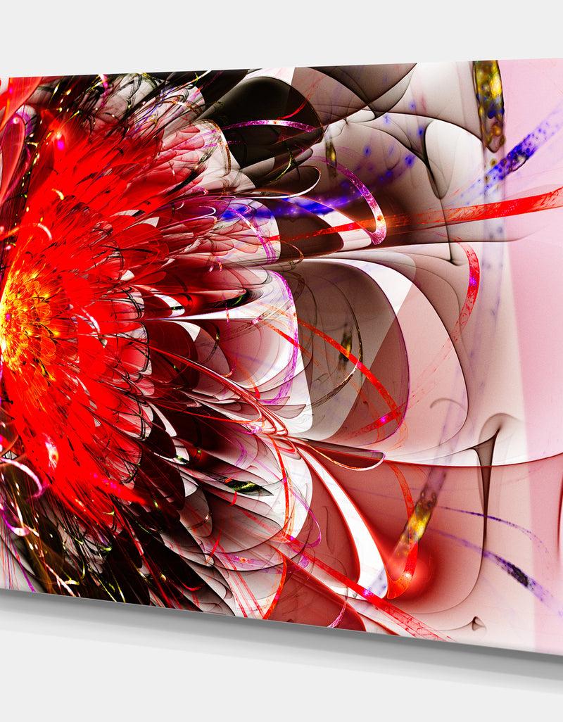 DesignQ Red 3D Exotic Flower In Tail Commet - Floral Contemporary Art On Wrapped Canvas