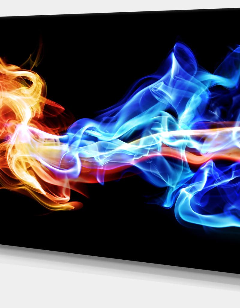 DesignQ Red And Blue Smoke Abstract - Digital Art Canvas Print