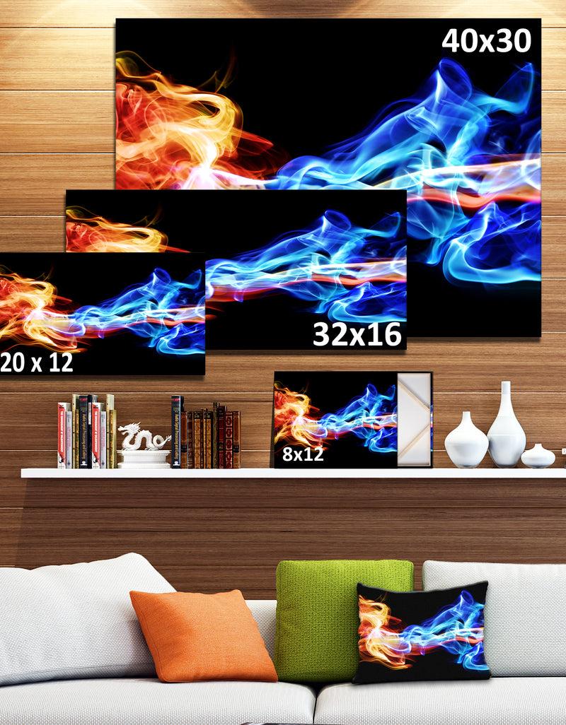 DesignQ Red And Blue Smoke Abstract - Digital Art Canvas Print
