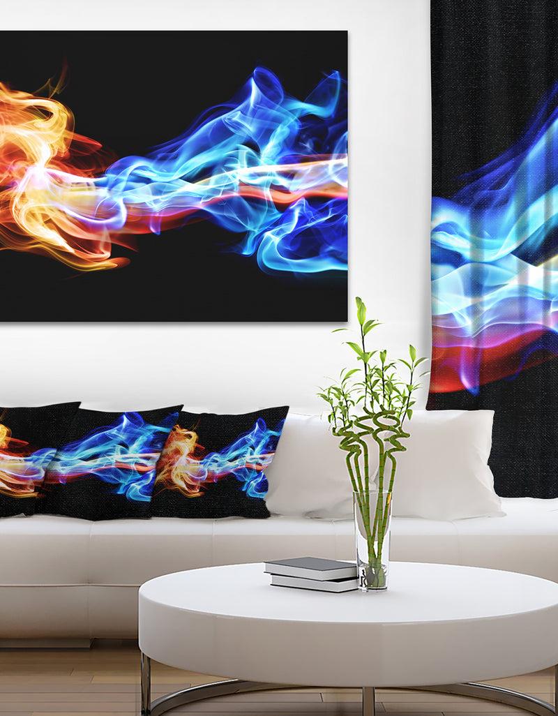 DesignQ Red and Blue Smoke Abstract - Digital Art Canvas Print