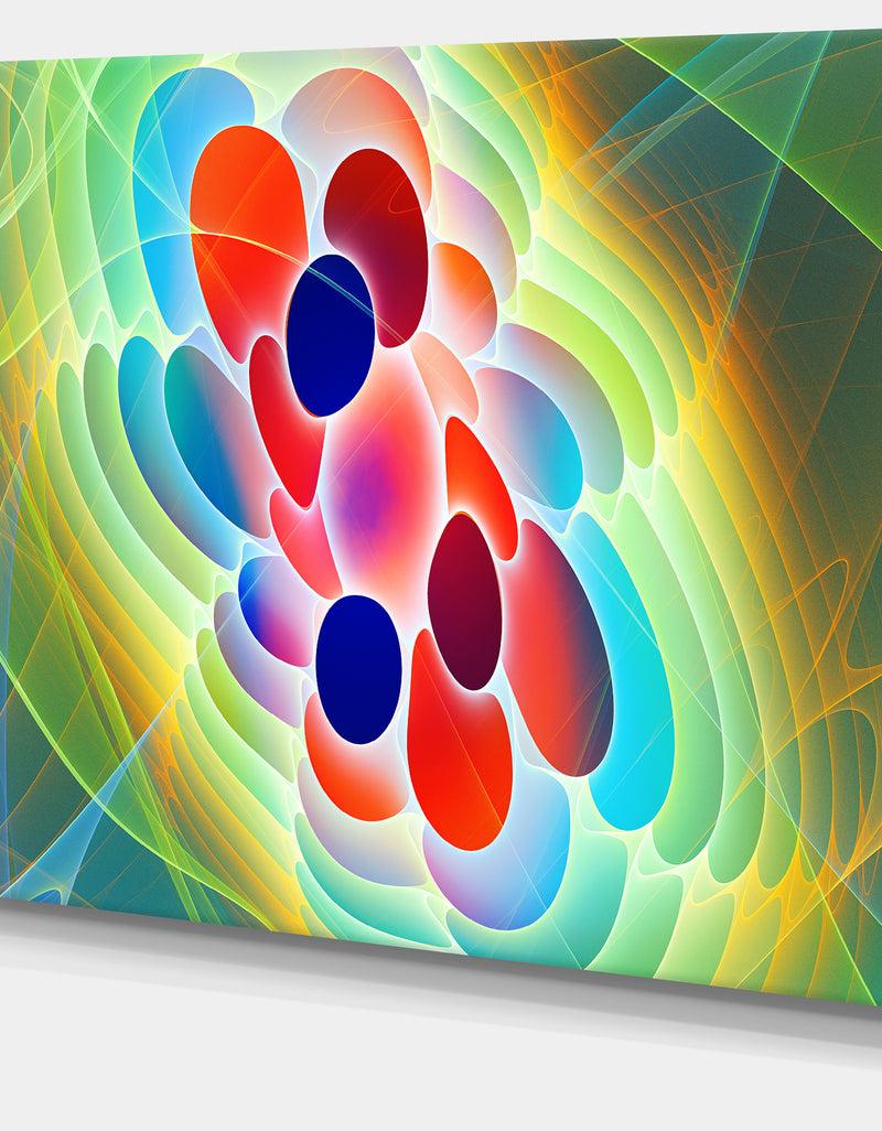 DesignQ Red Blue Fractal Virus Design - Abstract Art On Canvas