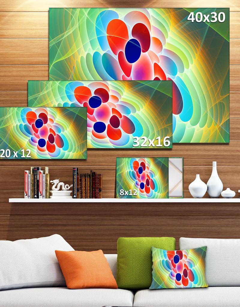 DesignQ Red Blue Fractal Virus Design - Abstract Art On Canvas