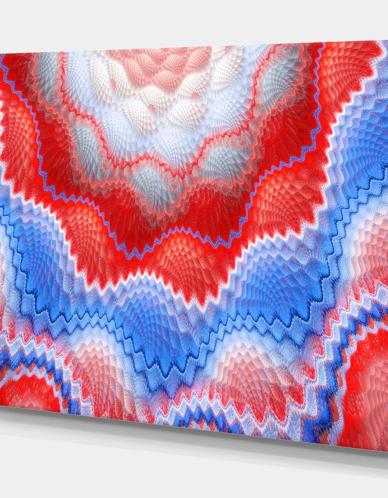 DesignQ Red Blue Snake Skin Flower - Abstract Art On Canvas