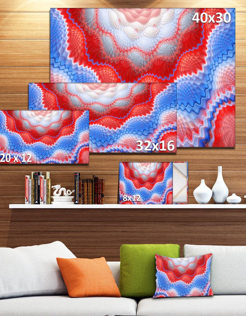 DesignQ Red Blue Snake Skin Flower - Abstract Art On Canvas