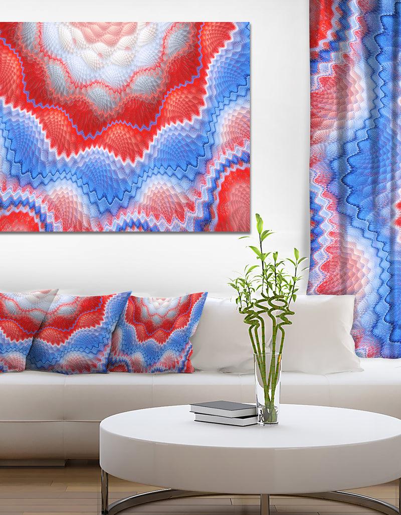 DesignQ Red Blue Snake Skin Flower - Abstract Art on Canvas