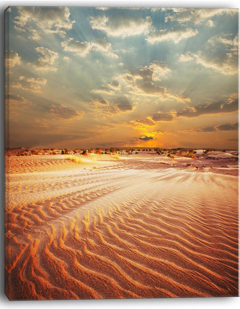 DesignQ Red Desert Under Blue Cloudy Skies - Modern Landscape Wall Art Canvas