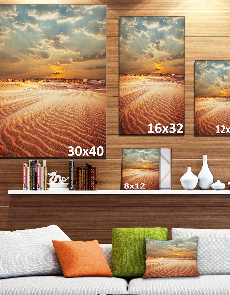 DesignQ Red Desert Under Blue Cloudy Skies - Modern Landscape Wall Art Canvas