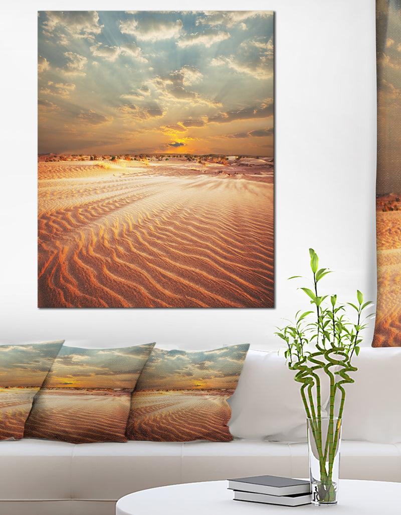 DesignQ Red Desert under Blue Cloudy Skies - Modern Landscape Wall Art Canvas