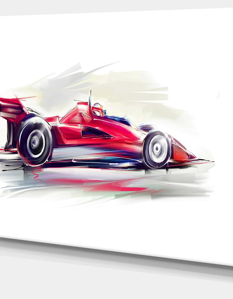 DesignQ Red Formula One Car - Digital Art Car Canvas Print