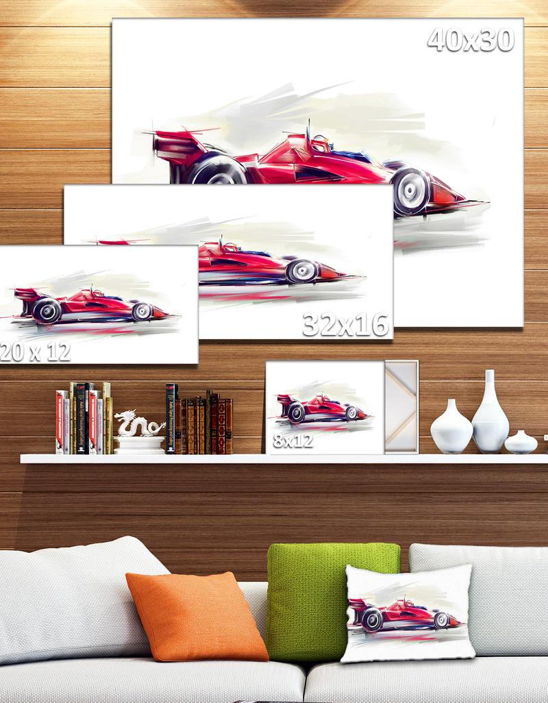 DesignQ Red Formula One Car - Digital Art Car Canvas Print