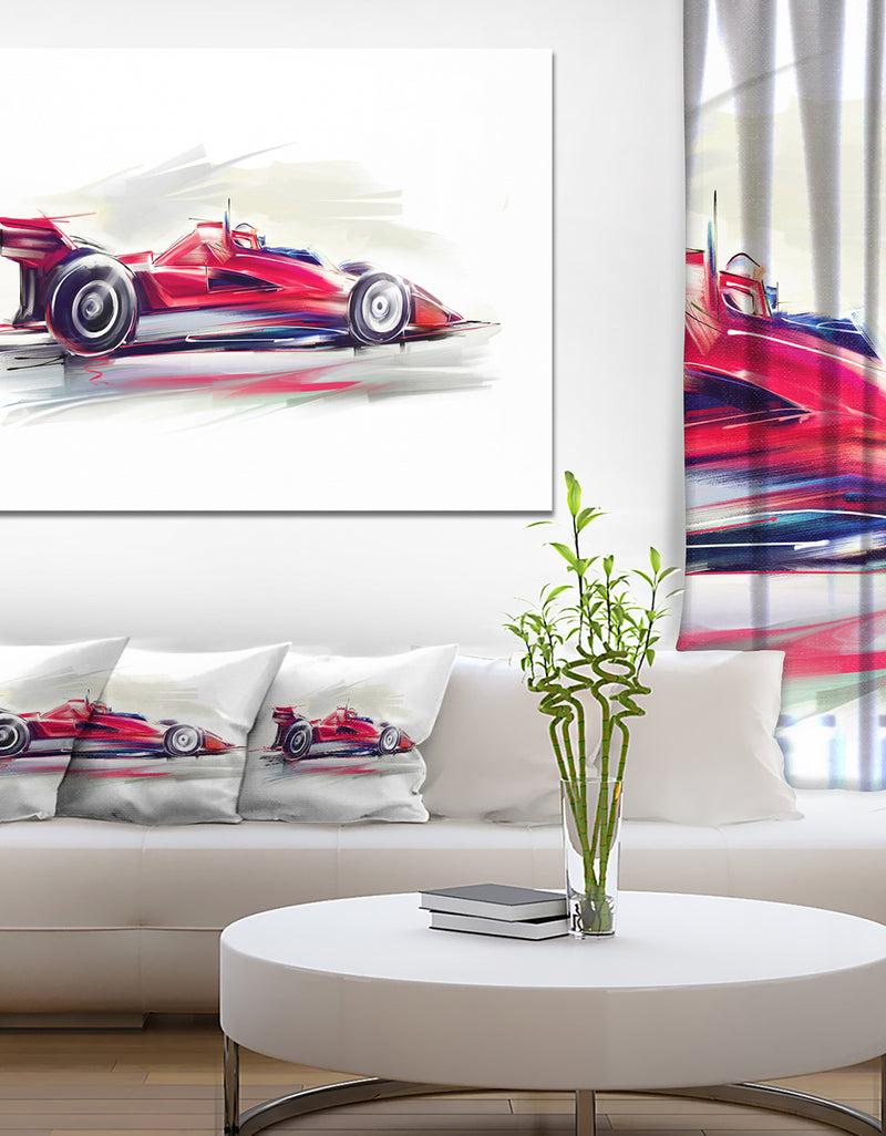 DesignQ Red Formula One Car - Digital Art Car Canvas Print