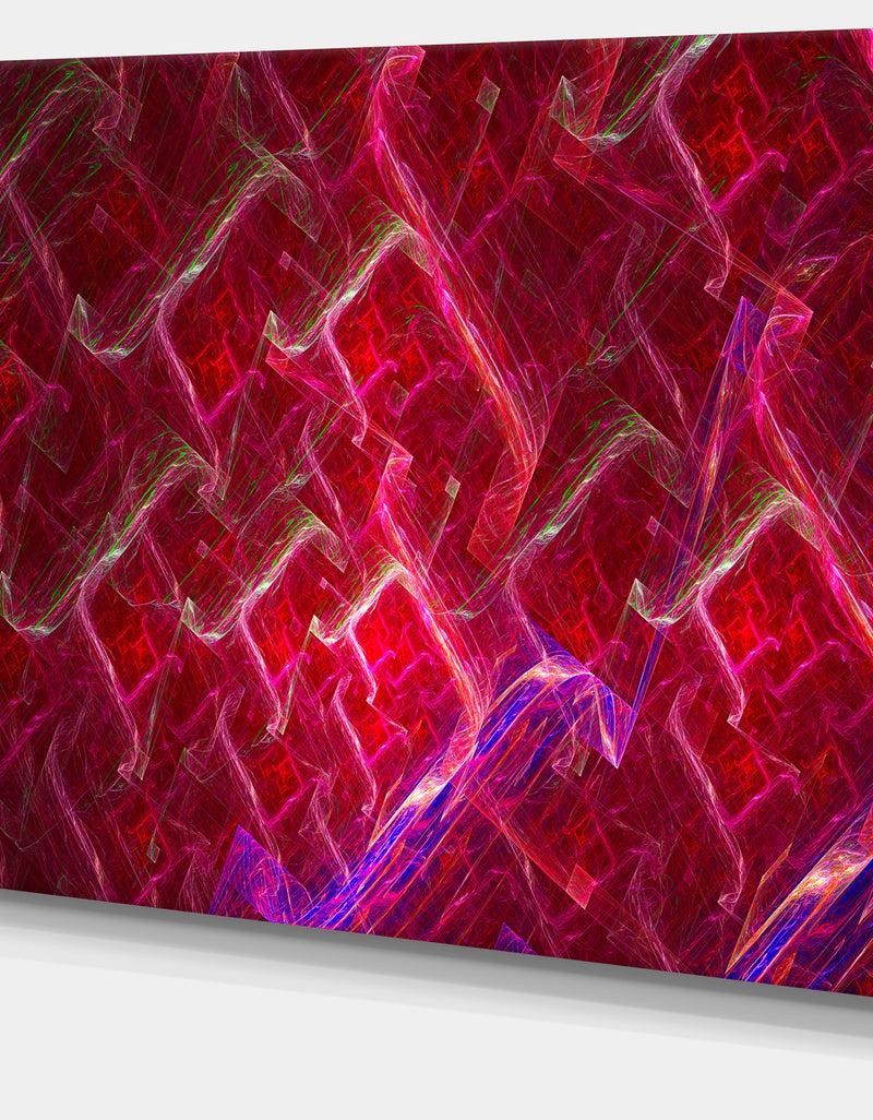 DesignQ Red Fractal Electric Lightning - Abstract Art On Canvas
