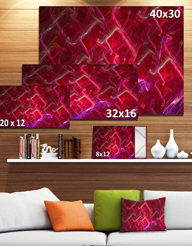 DesignQ Red Fractal Electric Lightning - Abstract Art On Canvas
