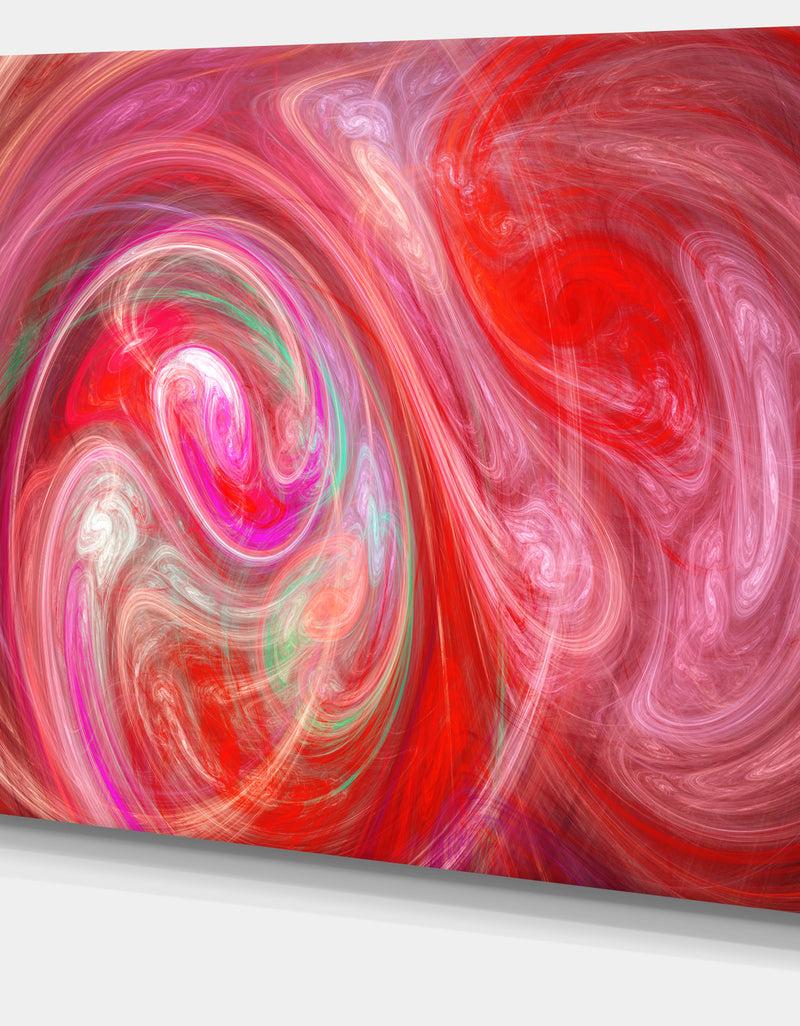 DesignQ Red Fractal Pattern With Circles - Large Wall Art On Canvas