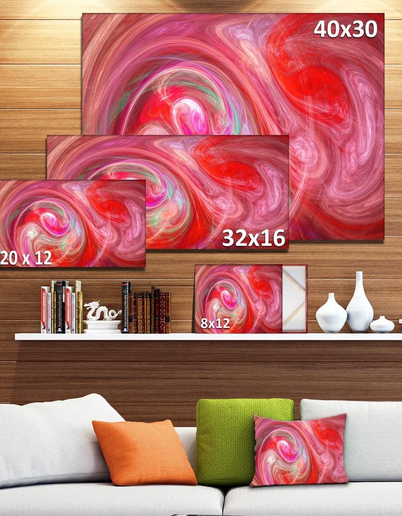 DesignQ Red Fractal Pattern With Circles - Large Wall Art On Canvas