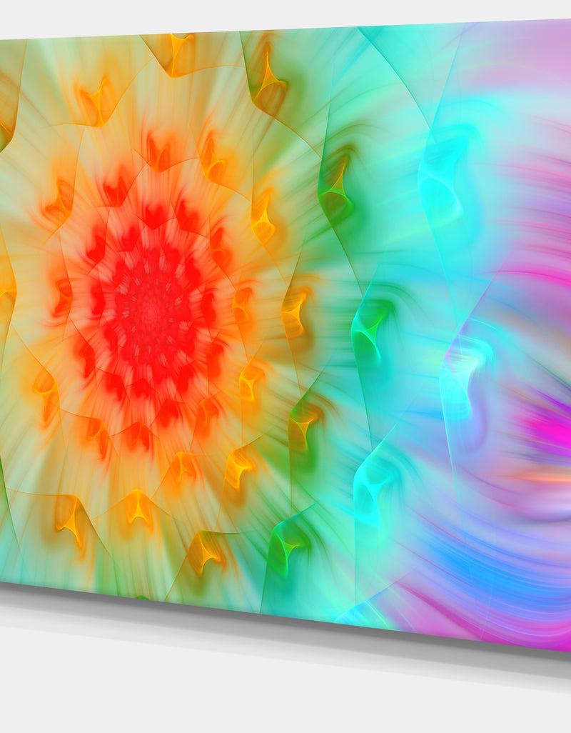 DesignQ Red Fractal Petals Dandelion - Floral Canvas Wall Art