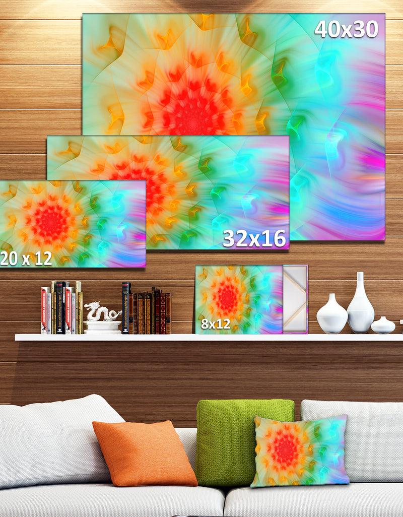 DesignQ Red Fractal Petals Dandelion - Floral Canvas Wall Art