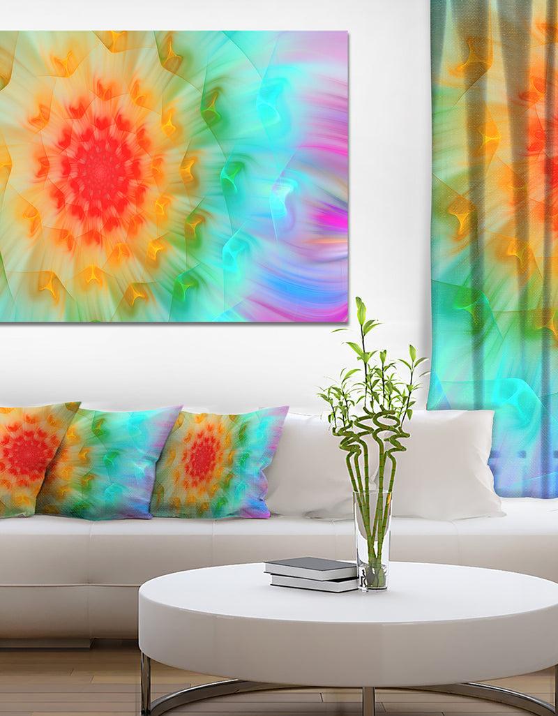 DesignQ Red Fractal Petals Dandelion - Floral Canvas Wall Art