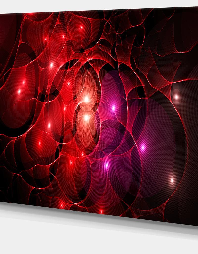 DesignQ Red Fractal Space Circles - Extra Large Abstract Canvas Art Print