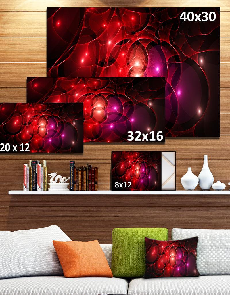 DesignQ Red Fractal Space Circles - Extra Large Abstract Canvas Art Print