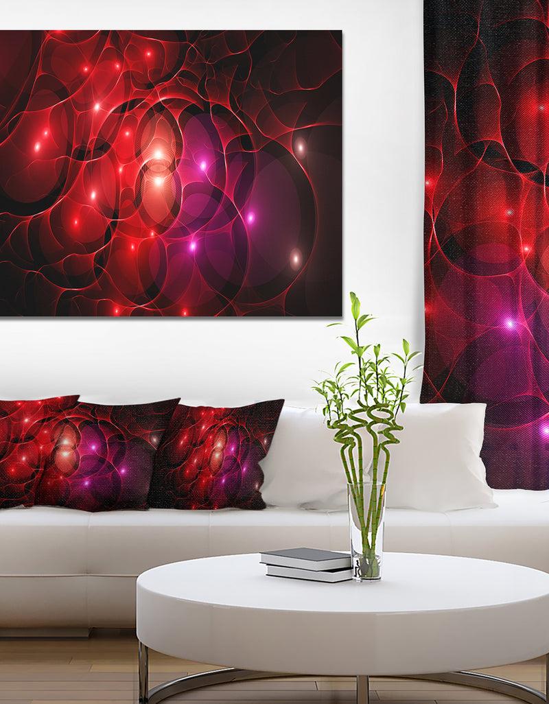 DesignQ Red Fractal Space Circles - Extra Large Abstract Canvas Art Print
