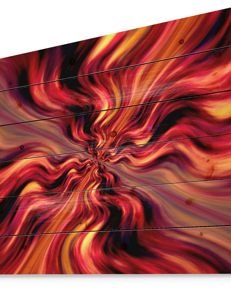 DesignQ Red Infinity Illustration - Abstract Print On Natural Pine Wood