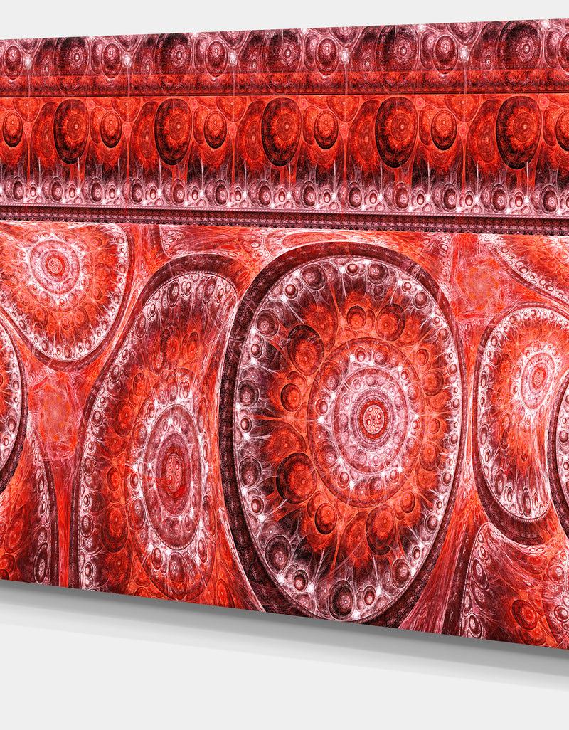 DesignQ Red Living Cells Fractal Design - Extra Large Abstract Canvas Art Print