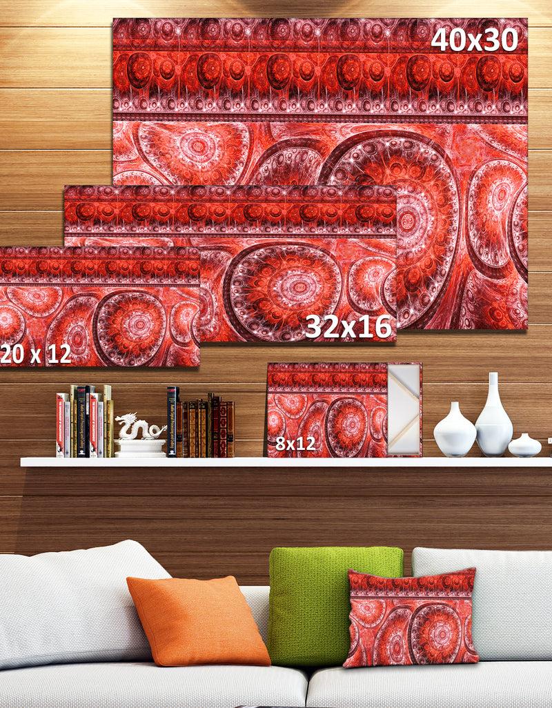 DesignQ Red Living Cells Fractal Design - Extra Large Abstract Canvas Art Print