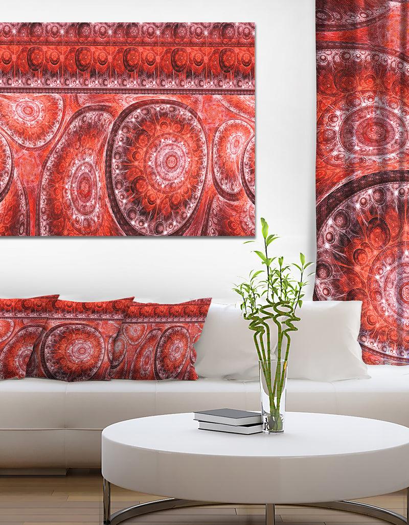 DesignQ Red Living Cells Fractal Design - Extra Large Abstract Canvas Art Print