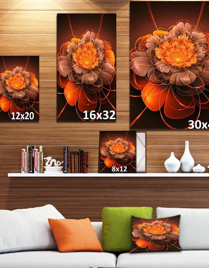 DesignQ Red Lotus Space Exotic Flower - Floral Contemporary Art On Wrapped Canvas