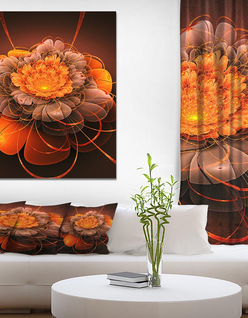 DesignQ Red Lotus Space Exotic Flower - Floral Contemporary Art on wrapped Canvas