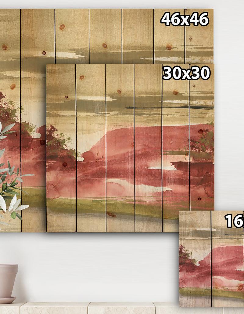 DesignQ Red Rock I - Traditional Print On Natural Pine Wood