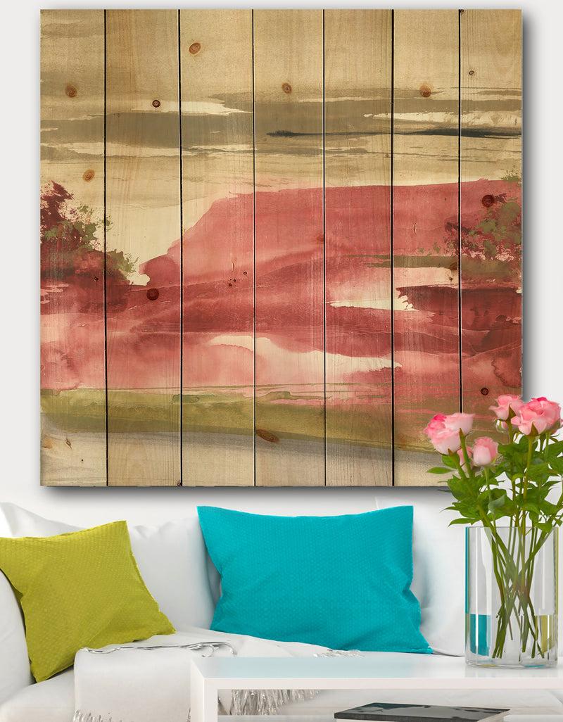 DesignQ Red Rock I - Traditional Print on Natural Pine Wood