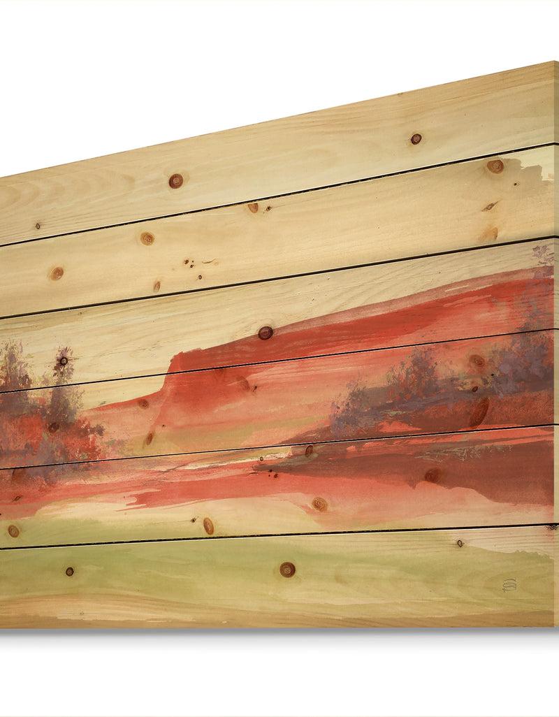 DesignQ Red Rock III - Traditional Print On Natural Pine Wood