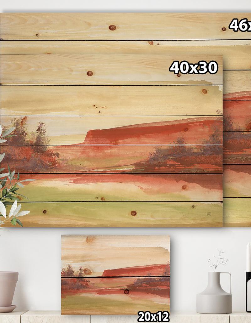DesignQ Red Rock III - Traditional Print On Natural Pine Wood