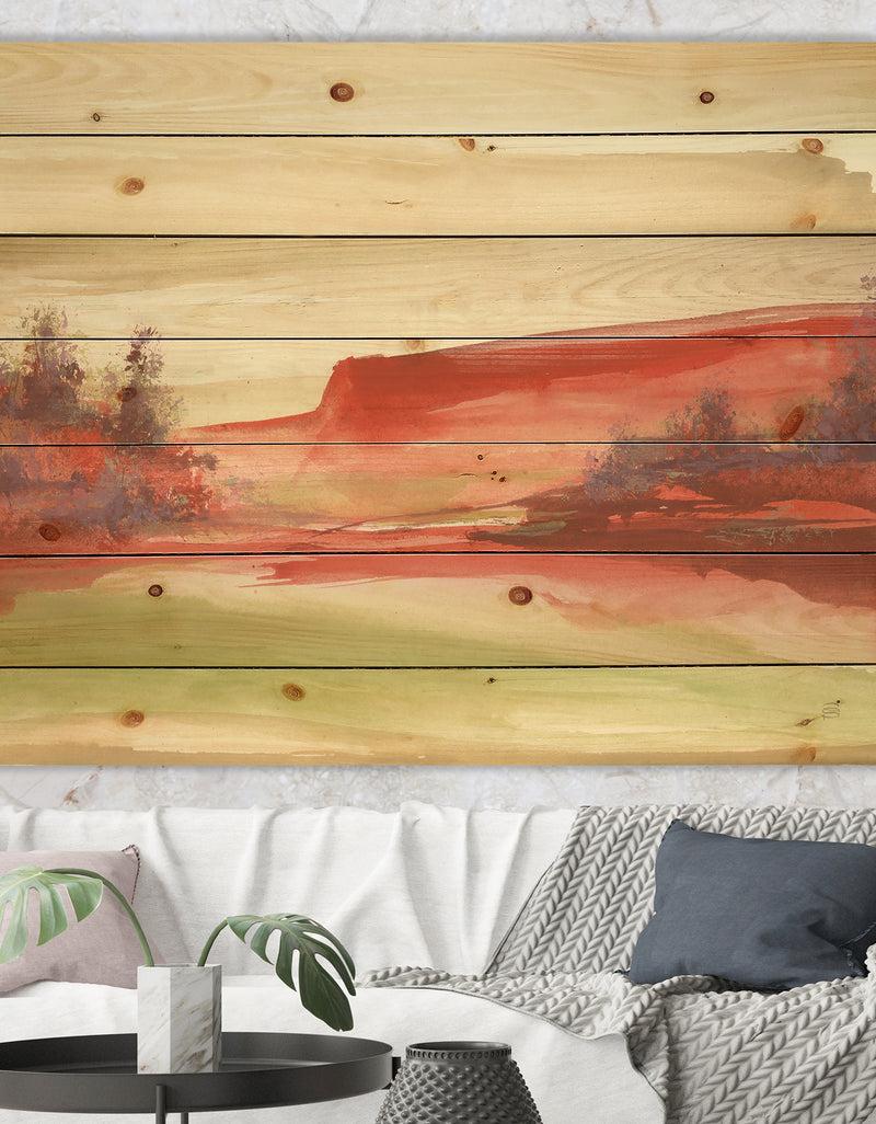 DesignQ Red Rock III - Traditional Print on Natural Pine Wood