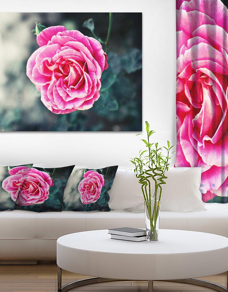 DesignQ Red Rose in Vintage Style - Floral Digital Art Canvas Print