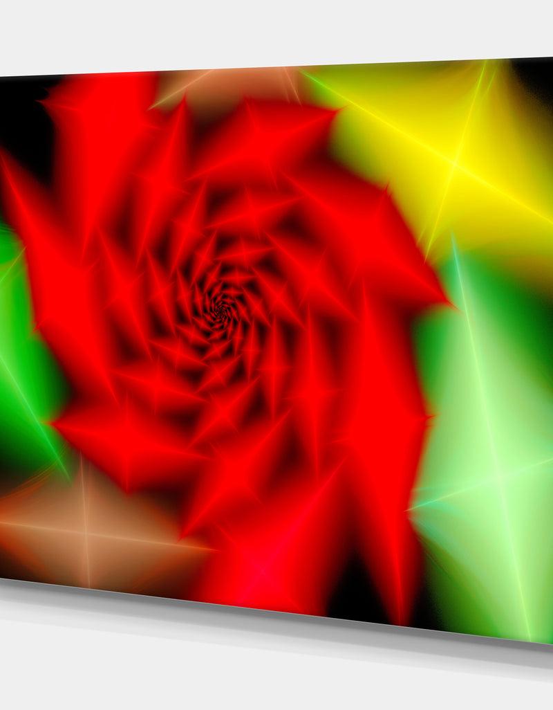 DesignQ Red Rose Spiral Pattern Flower - Digital Art On Wrapped Canvas