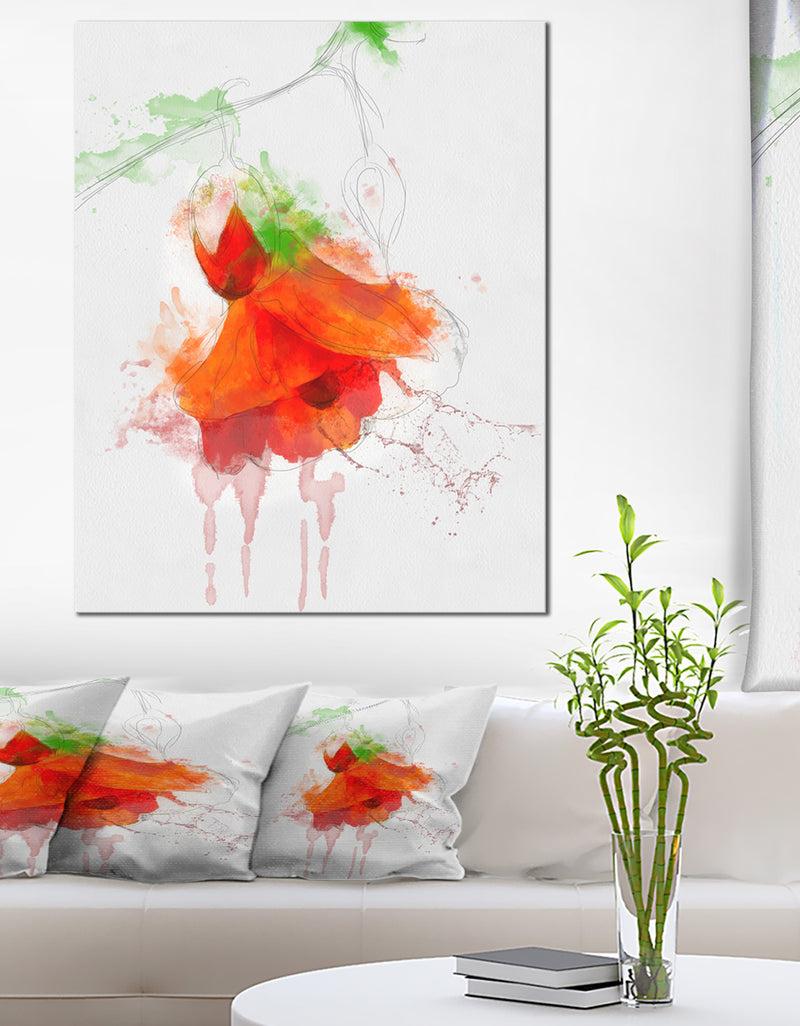 DesignQ Red Rose Watercolor Illustration - Modern Floral Canvas Wall Art