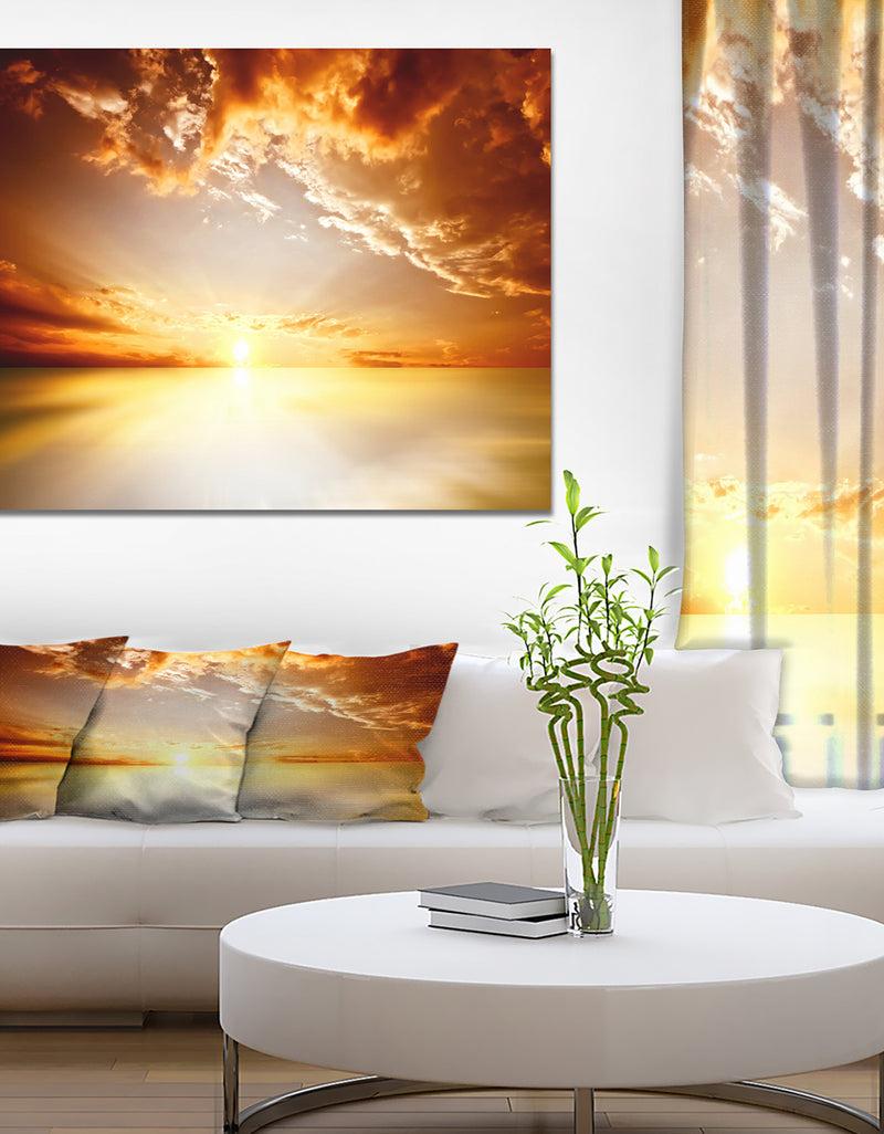 DesignQ Red Sunset Sky - Landscapes Photography On Wrapped Canvas