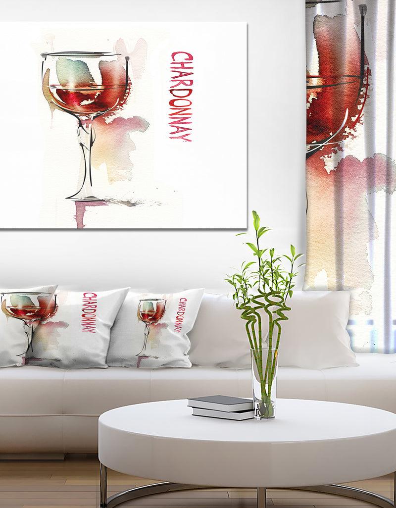 DesignQ Red Wine on White Background - Modern Canvas Wall Art Print