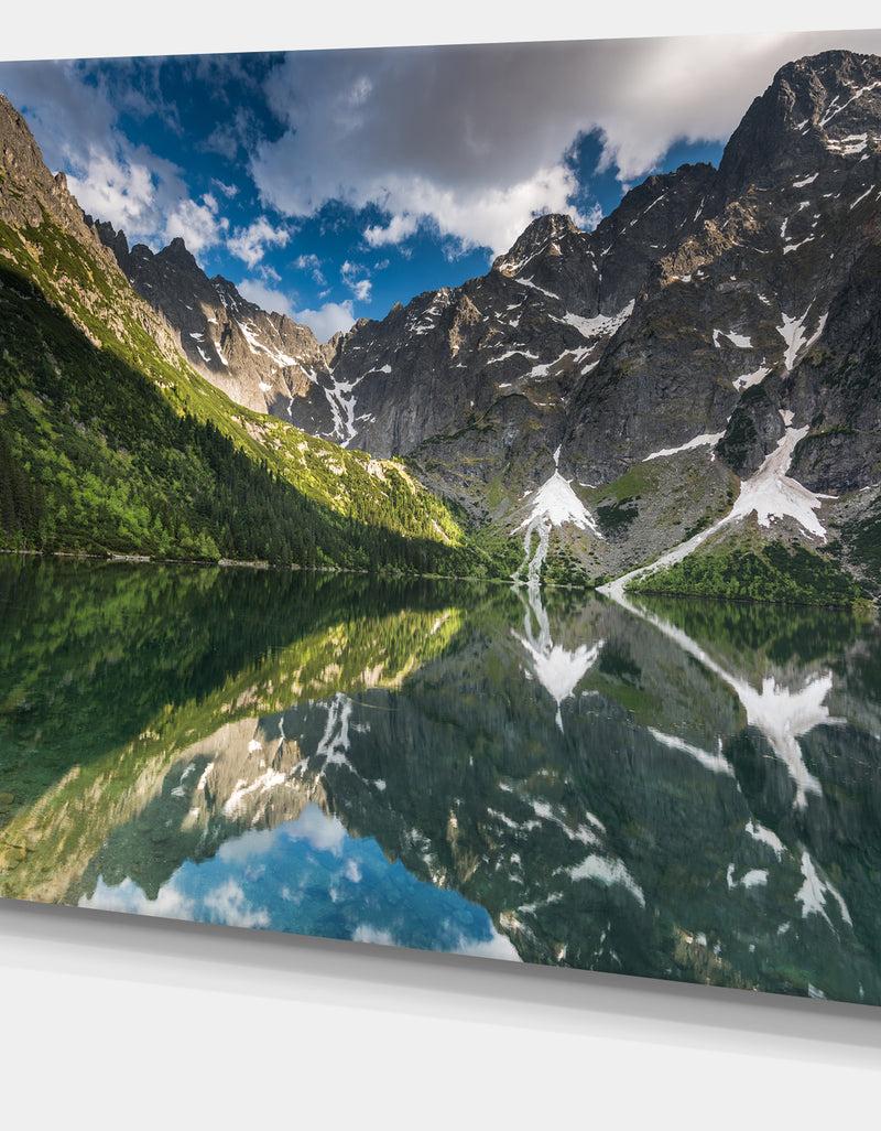 DesignQ Reflection Of Mountain Peaks - Landscape Art Print Canvas