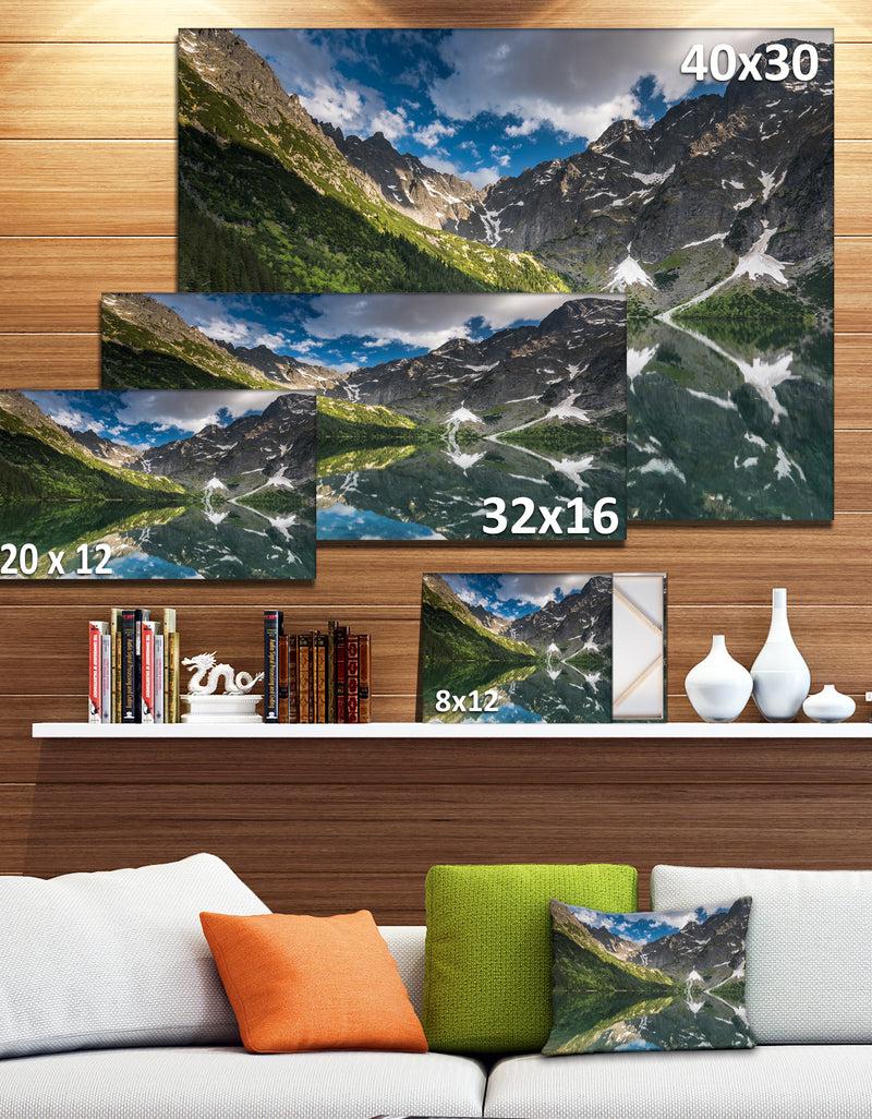 DesignQ Reflection Of Mountain Peaks - Landscape Art Print Canvas