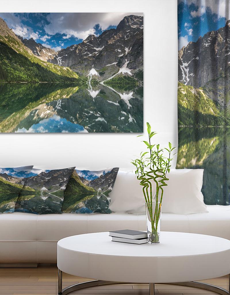 DesignQ Reflection of Mountain Peaks - Landscape Art Print Canvas