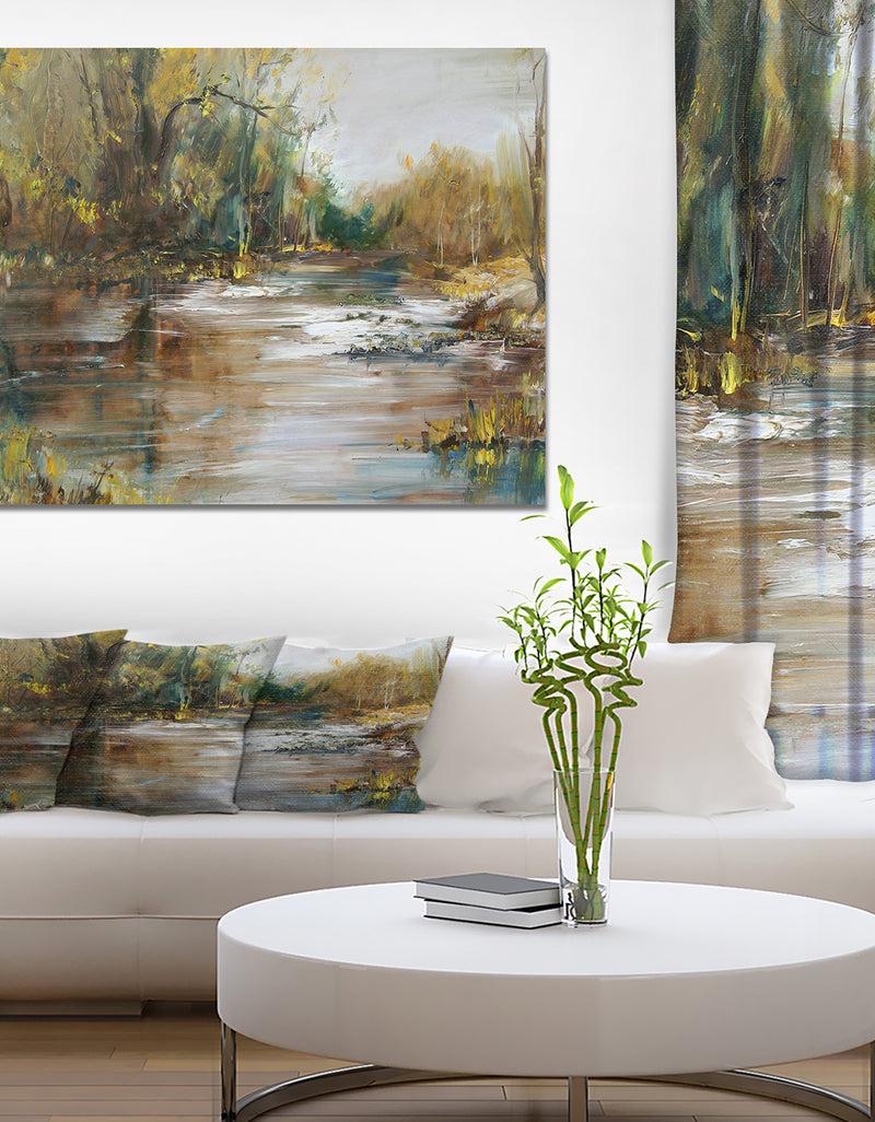 DesignQ Reflection on the water - Landscapes Painting Print on Wrapped Canvas
