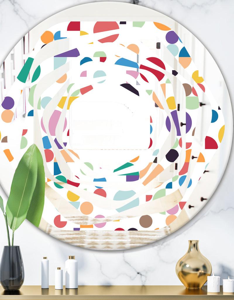 DesignQ Retro Abstract Circular I - Modern Round or Oval Wall Mirror - Whirl