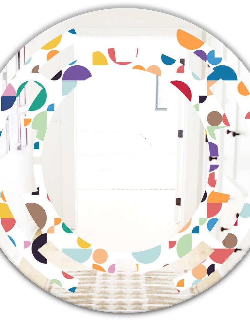 DesignQ Retro Abstract Circular I - Modern Round Or Oval Wall Mirror - Space