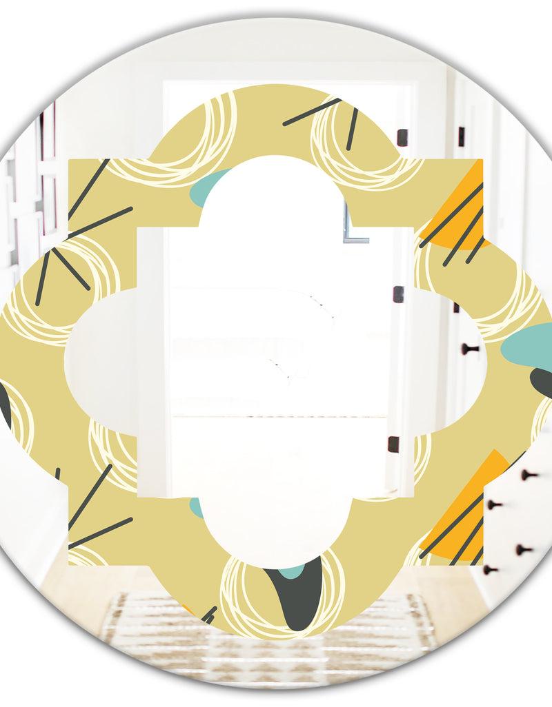 DesignQ Retro Abstract Design II - Modern Round Or Oval Wall Mirror - Quatrefoil