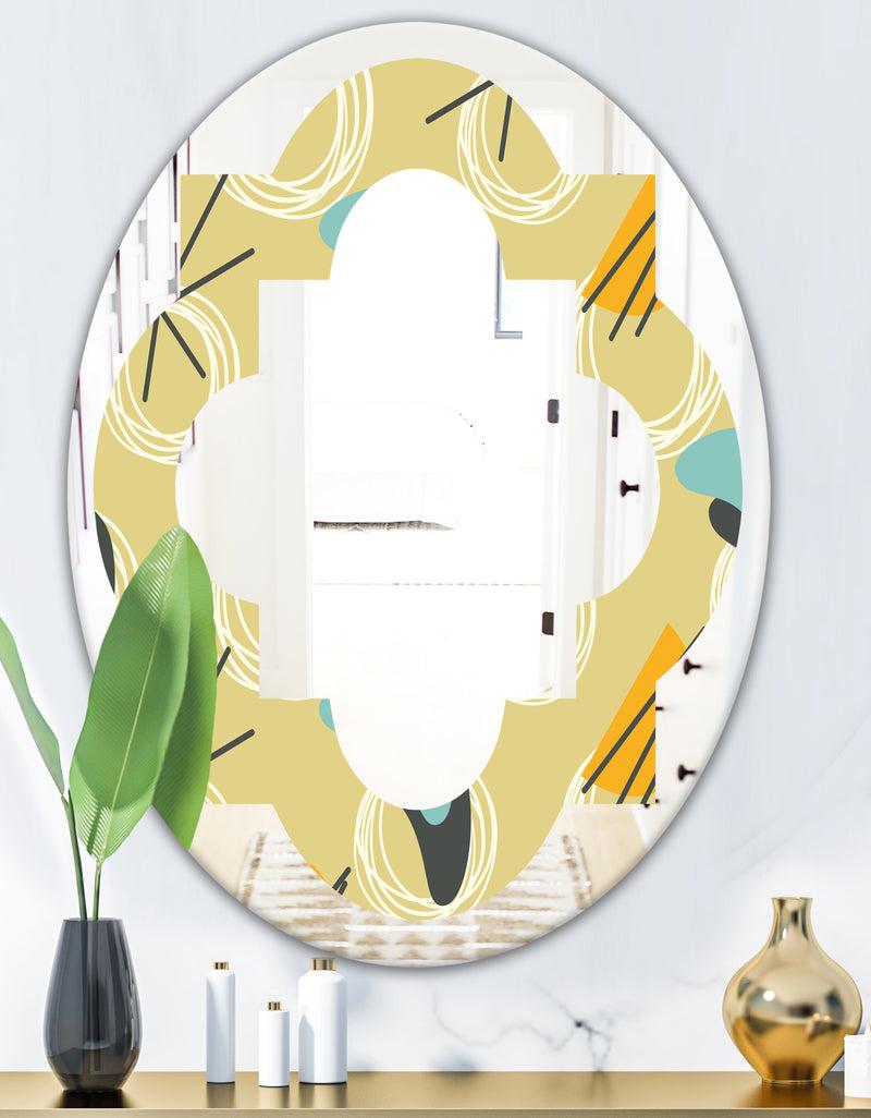 DesignQ Retro Abstract Design II - Modern Round Or Oval Wall Mirror - Quatrefoil
